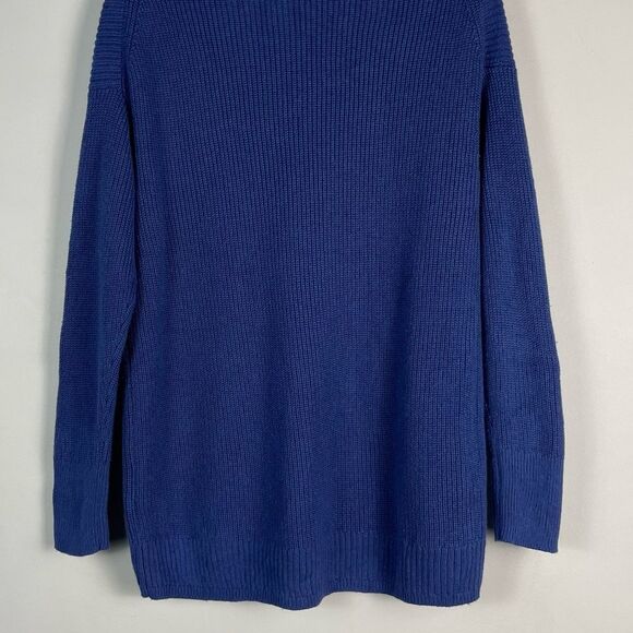 J Crew Ribbed Cotton Cashmere Blend Turtleneck Relaxed Sweater Sz S Blue - Picture 9 of 14